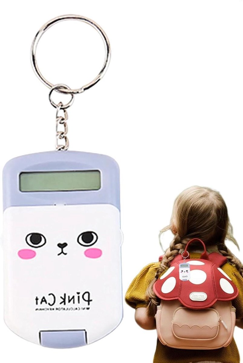 Mini Rekenmachine - Sleutelhanger Calculator - Snelle Berekeningen - Compact Ontwerp - 6.5 cm - Grijs