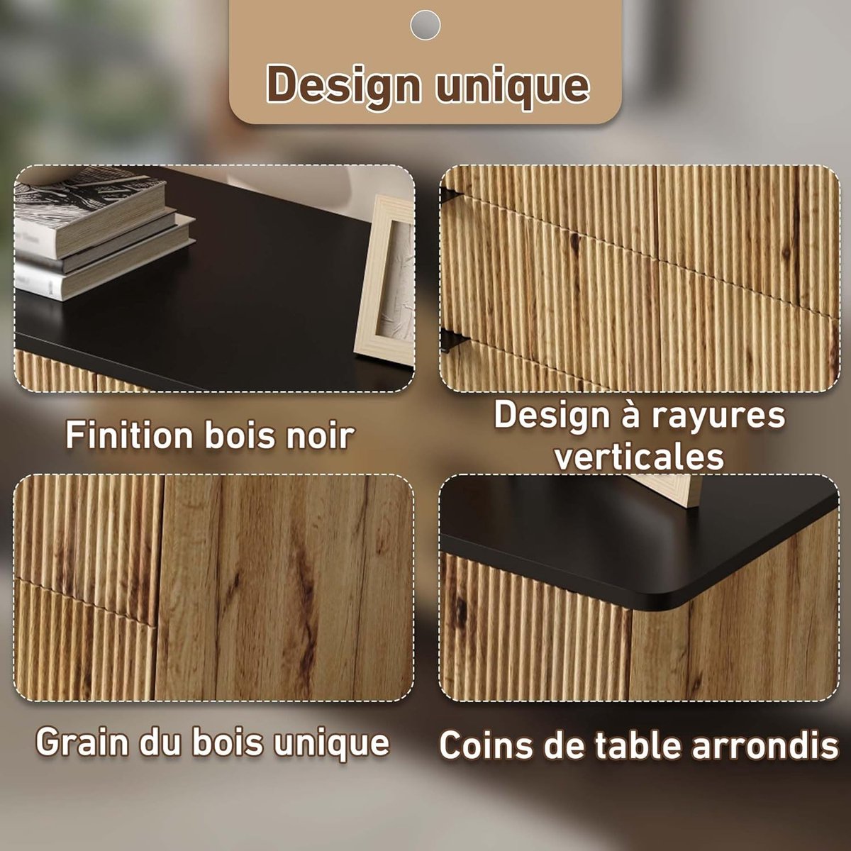 NoirLine Modern Dressoir 120 cm Zwart Houtlook met Lades – Scandinavische Opbergkast 120 x 39,5 x 80 cm voor Woonkamer, Eetkamer en Hal