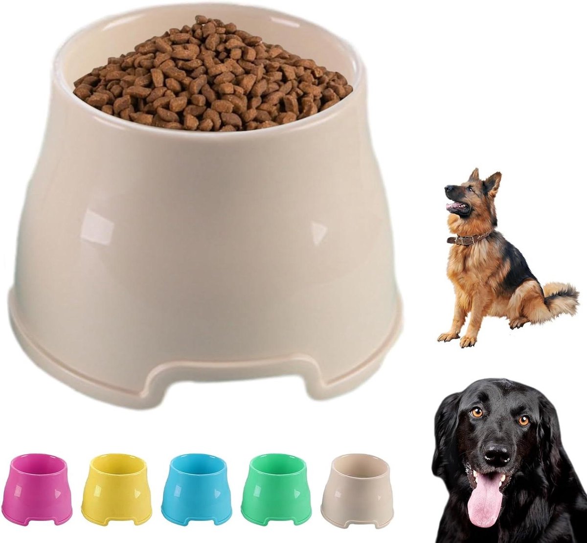 Verhoogde Hondenbak - Voer en waterbak - Honden comfortabel voeren - Speciaal voor lange oren - 3 stuks - Wit