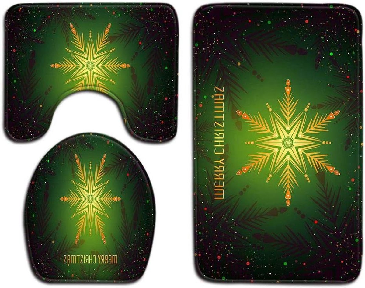 Badkamer Mat Set - Toilet Tapijt - Veilig Douchen - Super Zacht Flanel - 3 Delig 45x75CM -