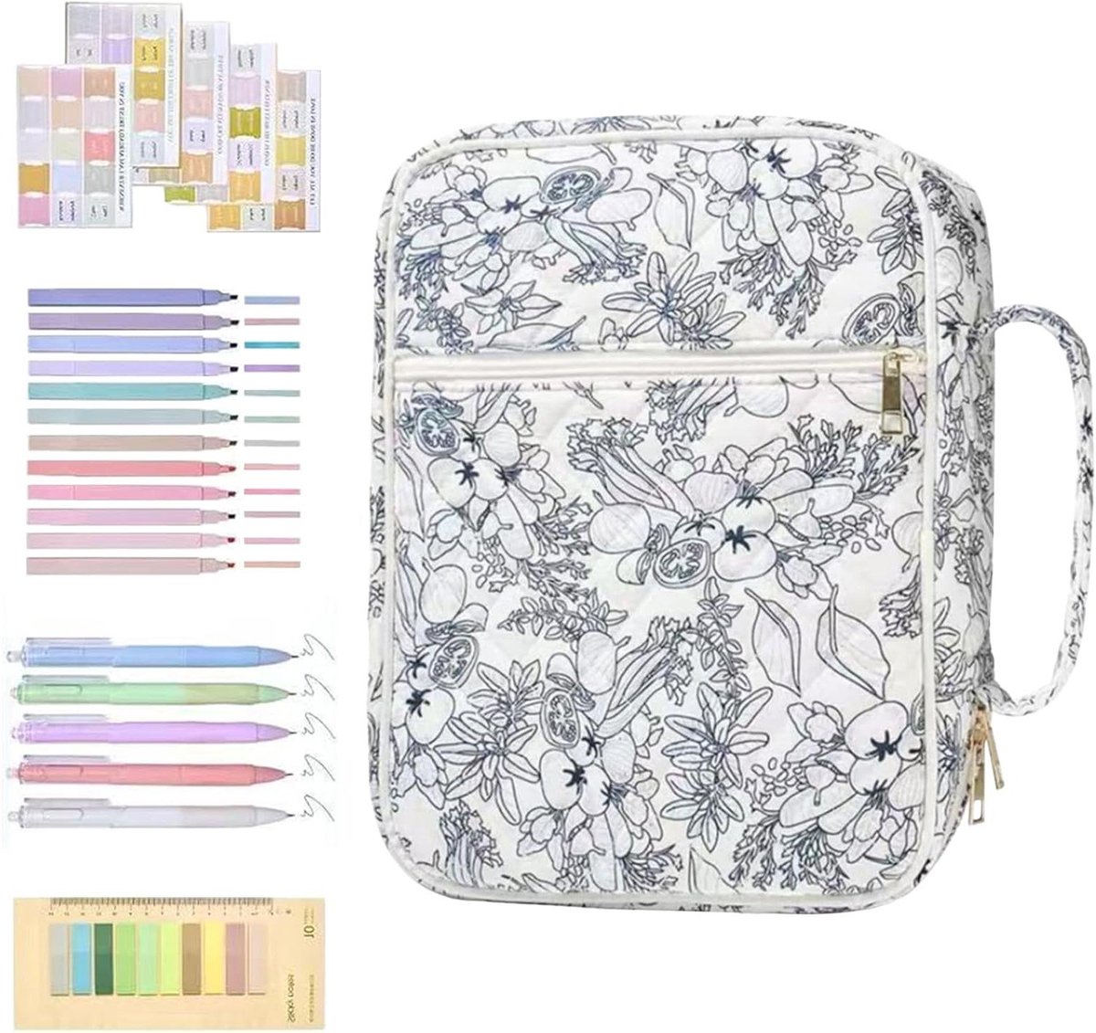 Laptoptas Organizer - Opbergdoos - Studie Organiseren - Gewatteerde Stof - 30 cm - Marineblauw