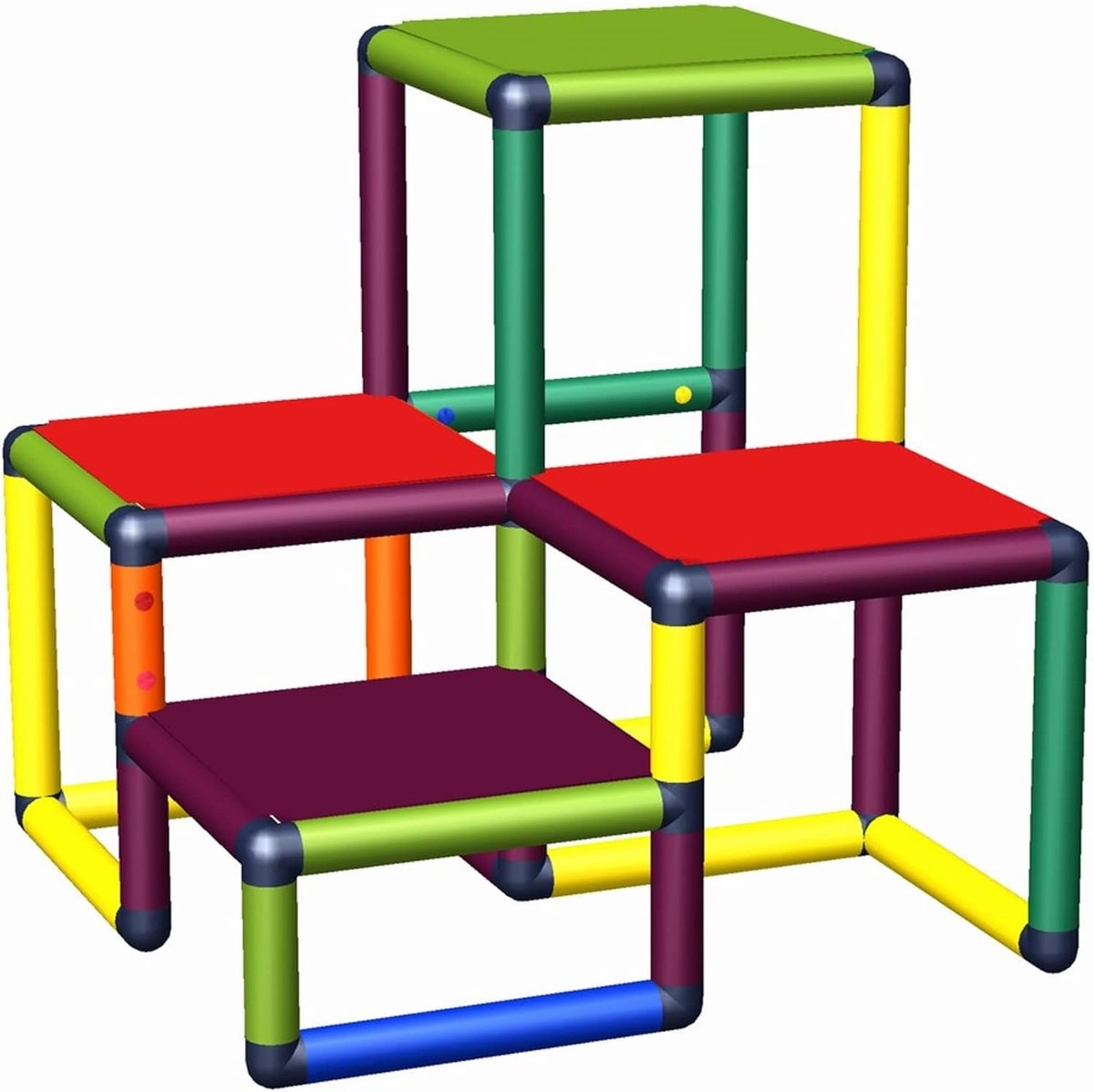 Klimtoren - Motoriek Trainer - Binnen en Buiten - Modulair en Uitbreidbaar - 85x85x85 cm - Multicolor
