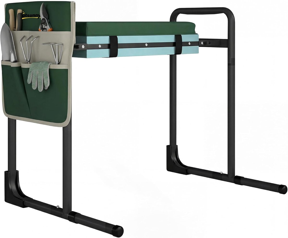 Kniebank Tuinieren - Tuinkruk Kussen - Rugvriendelijk Werken - Inklapbaar Met Tas - 60x29x50 cm - Groen