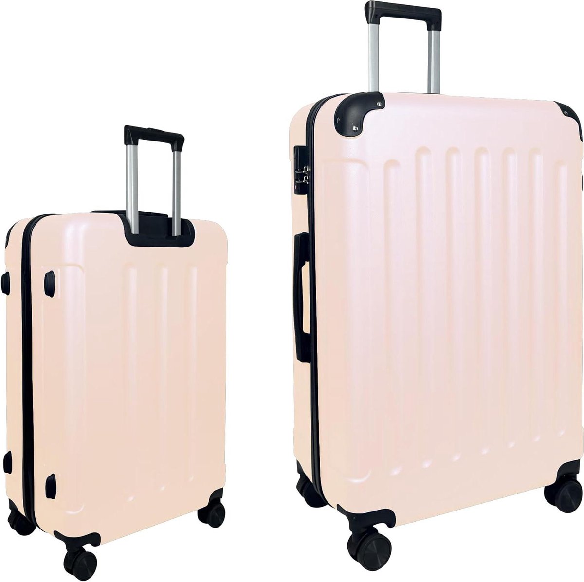 Reiskoffer Set - Koffer Trolley - Vakantie Reizen - 4 Dubbele Wielen - Medium 65cm - Champagne