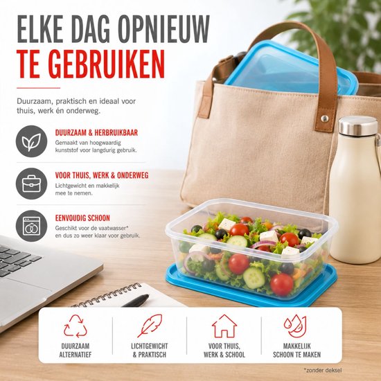 Tom Boîtes de rangement 600 Ml Transparent / bleu 20 pièces
