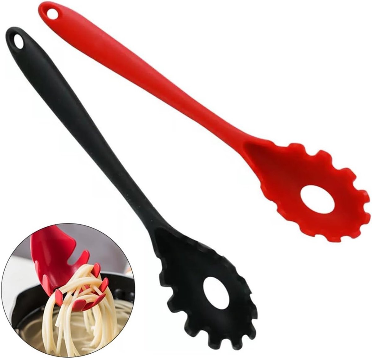 Set van 2 Silicone Spaghetti Lepels - Hittebestendige Pasta Lepels voor Koken en Serveren van Noodles en Spaghetti