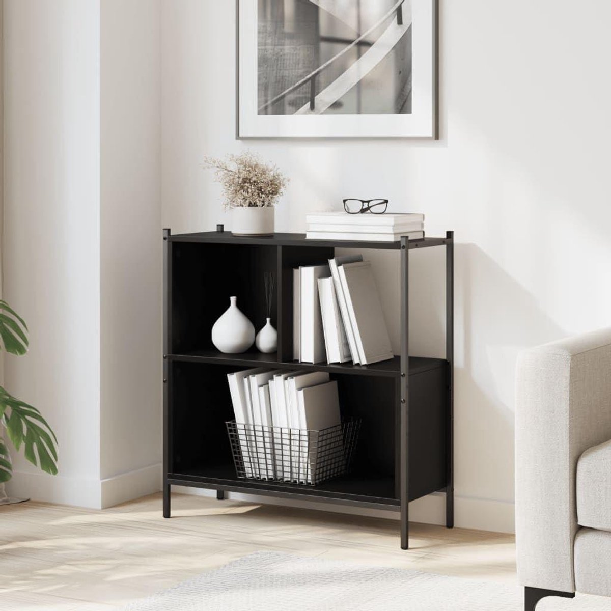 Boekenkast - Opbergrek - Boeken Opbergen - Stevige Constructie - 72x28x775 cm - Zwart