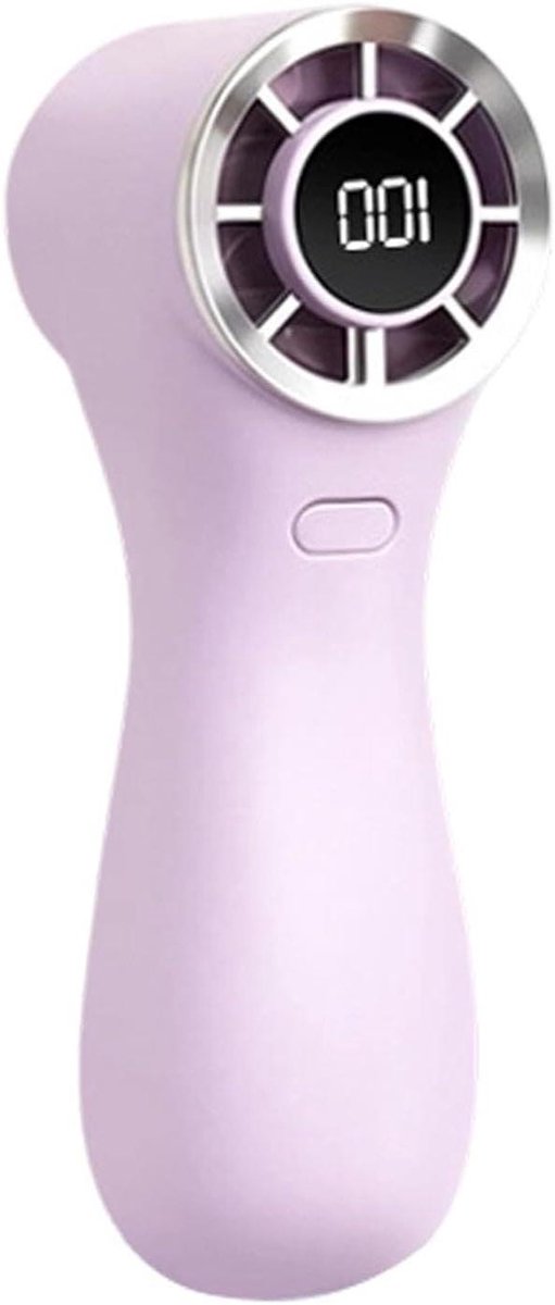 Draagbare Handventilator - Mini Ventilator - Verfrissing Onderweg - Digitaal Display - 13x5x13 cm - Roze
