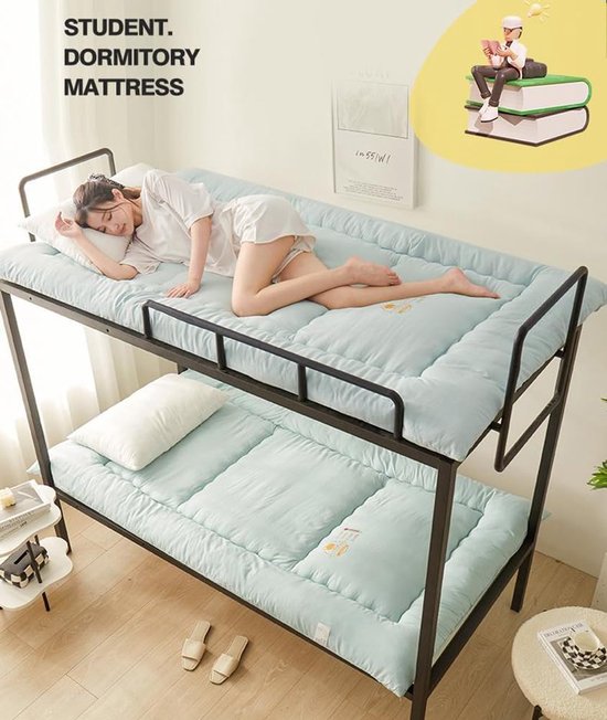 Vloermatras Futon - Logeerbed Mat - Comfortabel Slapen - Extra Dik Gewatteerd - 120x200cm - Blauw — afbeelding 5