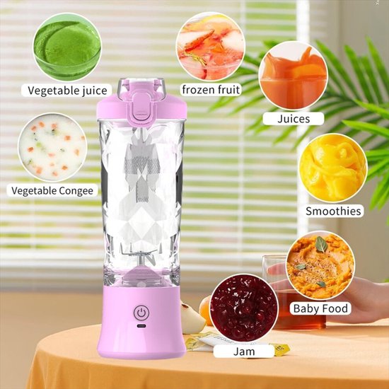 Draagbare blender, 600 ml persoonlijke sapcentrifuge, mini USB oplaadbare sapcentrifuge, compact en waterdicht. — afbeelding 5