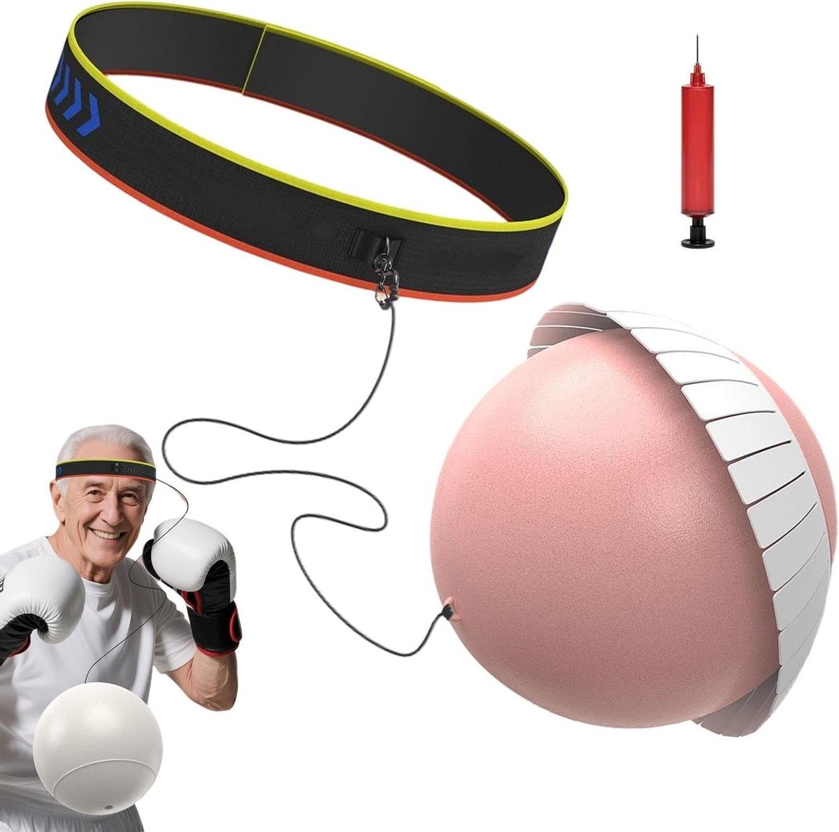 Boksbal - Reflexbal - Sporttraining - Geactiveerde koeling - Verstelbaar - Roze