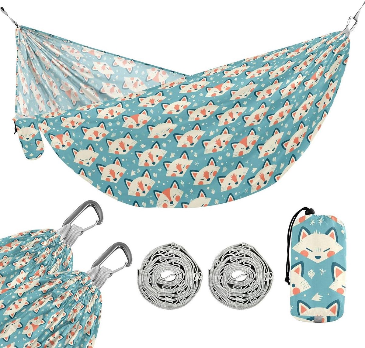 Hangmat Outdoor - Schommelstoel Tuin - Ontspannen Buiten - Met Handige Zakken - 114 x 138 cm - Gemetrische Vos
