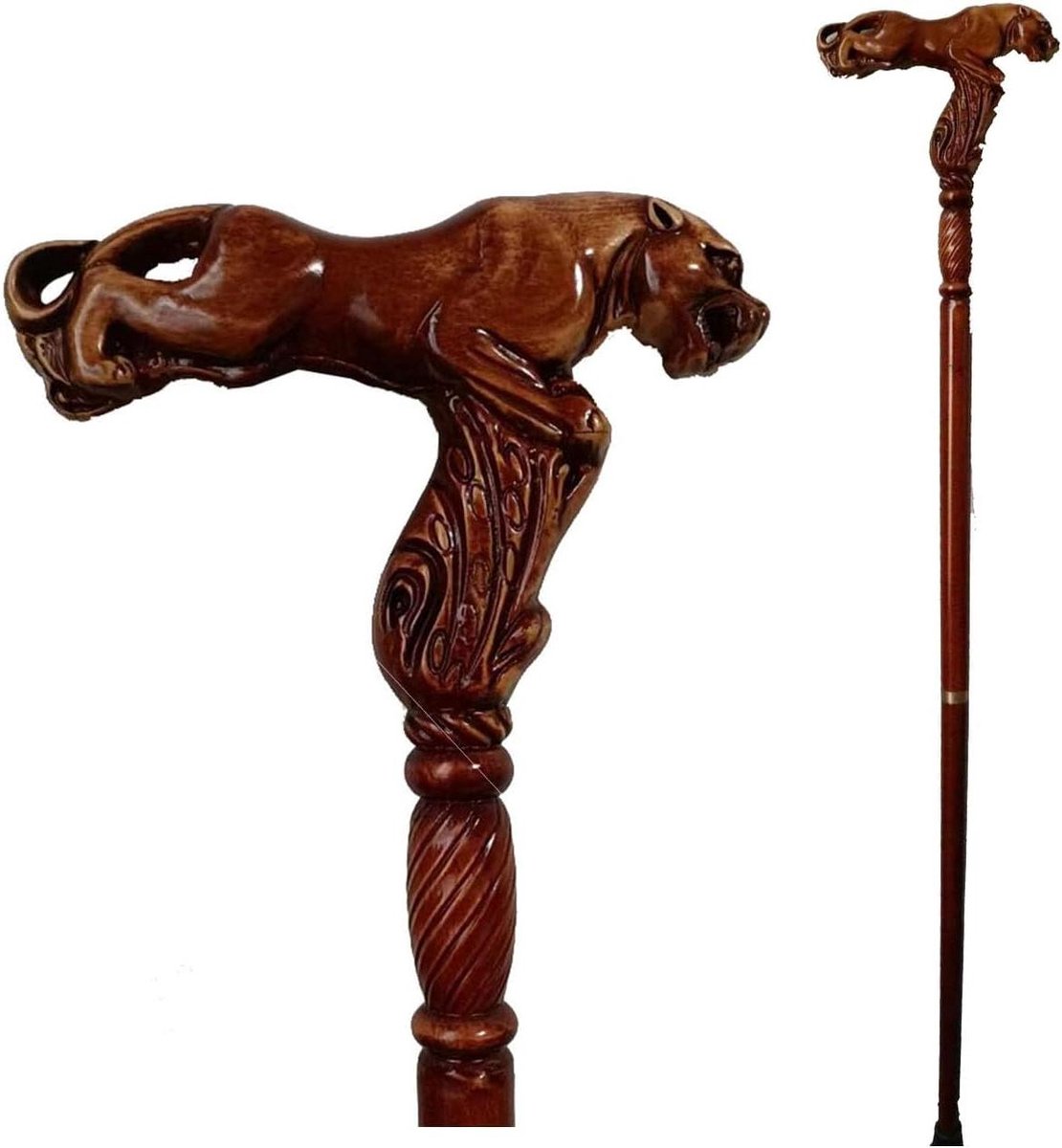 Handgesneden wandelstok - Houten steunstok - Dagelijks gebruik - Adelaar snijwerk - 93 cm - Houtkleur