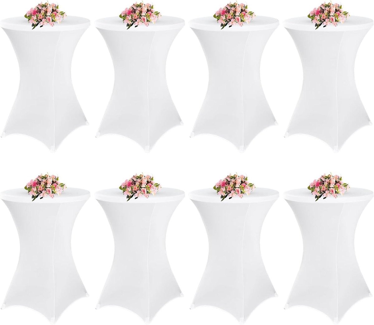 Statafelhoezen Wit - Cocktail Tafelkleden - Feestelijke Decoratie - Met Voetzakken - Ø 70-75 cm - Wit
