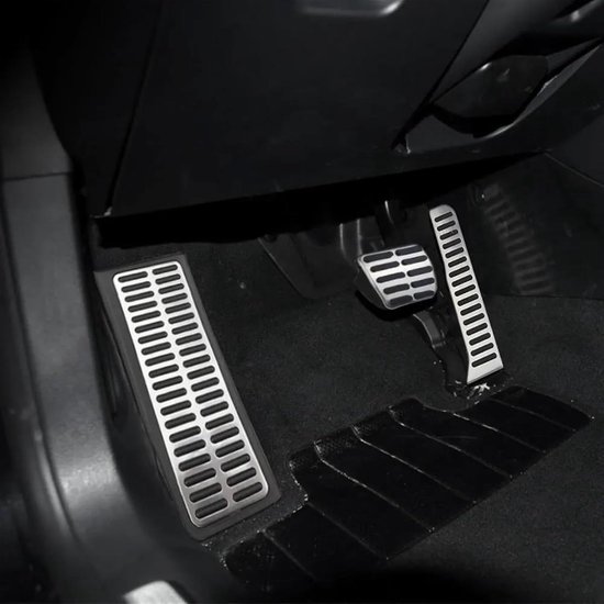 Pedaalhoezen Set - Auto Pedalen - Verbeteren Rijervaring - Antislip Ontwerp - AT Model - Zilver Zwart — afbeelding 2
