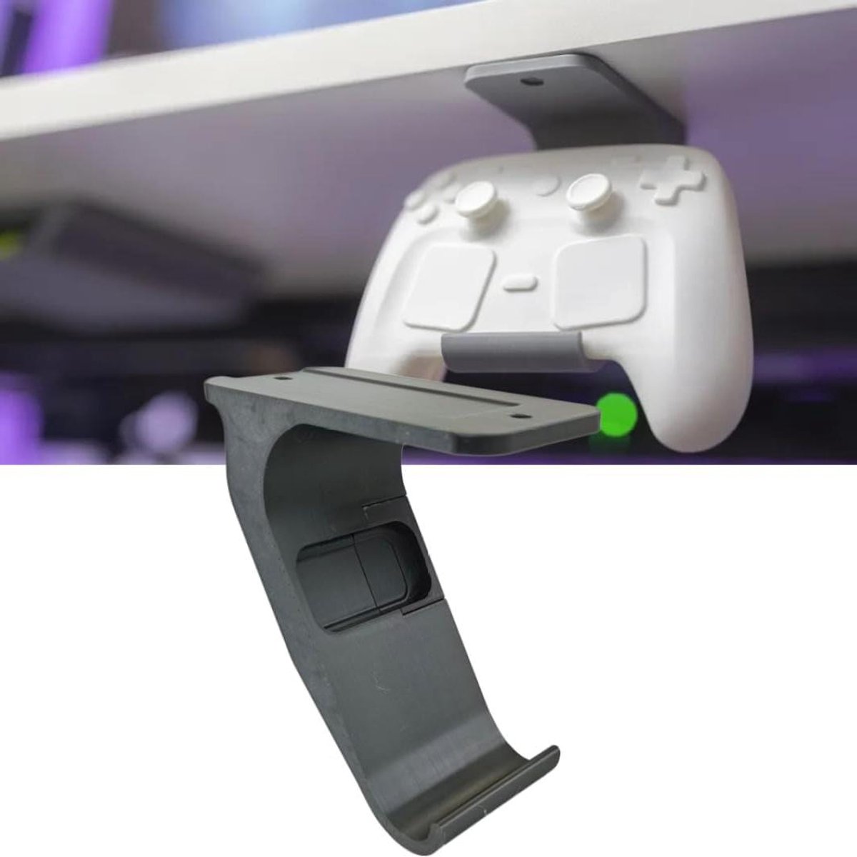 Controller Houder - Onder Bureau Mount - Gaming Setup - 3D Gedrukt Ontwerp - 1 Stuk - Zwart