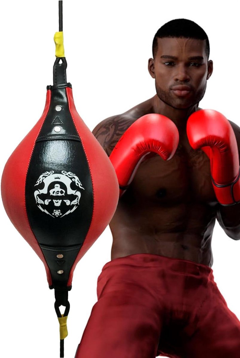 Speed Bag - Boksbal Trainingsapparaat - Snelheidstraining Boksen - Verbeterde Balcontrole - 10mm Breedte - Zwart Rood