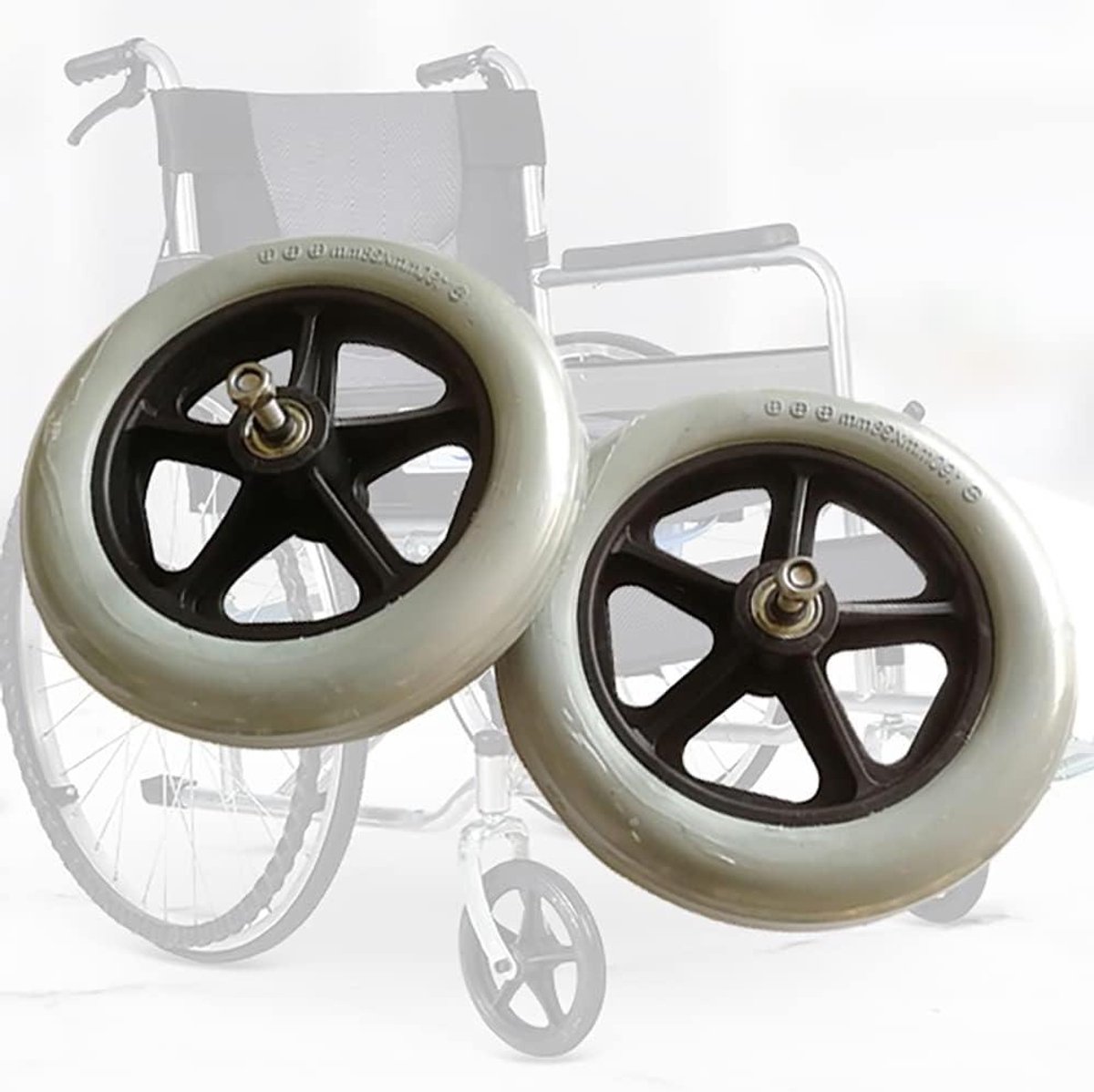 Rolstoel Voorwielen - Zwenkwielen Set - Mobiliteit Verbeteren - PU Band Materiaal - 8 Inch - Grijs