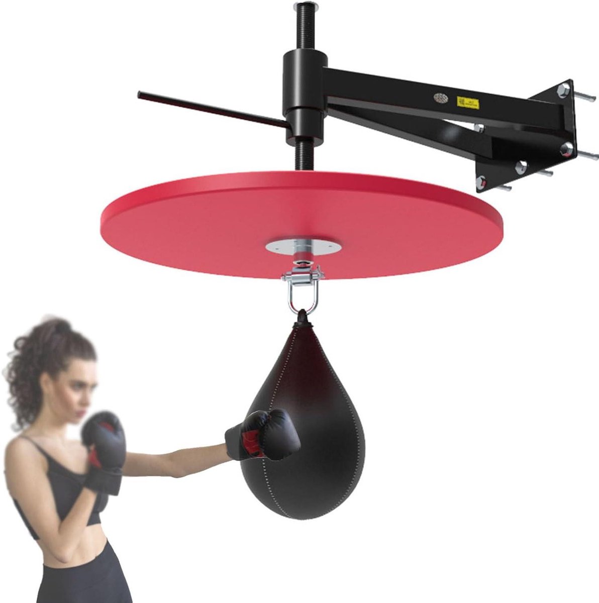 Speed Bag Platform - Boksbal Standaard - Reactietraining Boksen - Verstelbare Hoogte - Muurmontage - Zwart