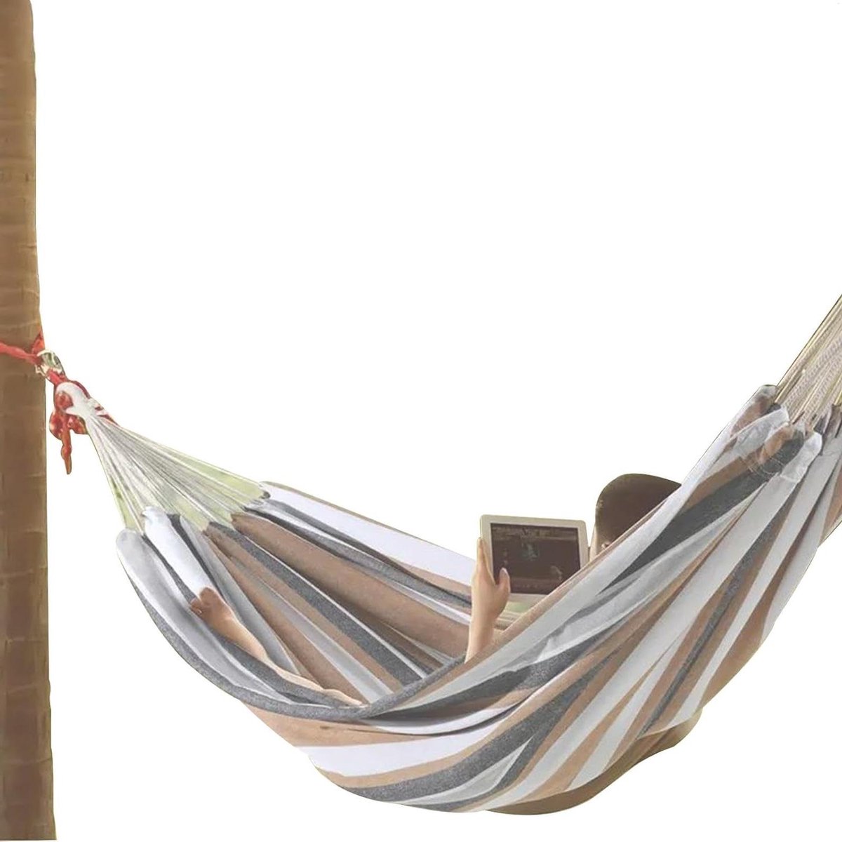 Hangmat voor twee - Strandhangmat camping - Buiten ontspannen - Gestreepte boomhangmat - 260 x 150 cm - Meerkleurig