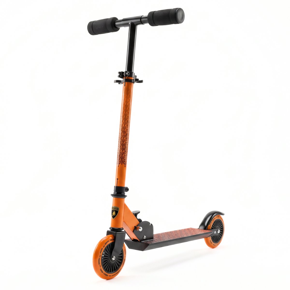 Lamborghini Step 3 tot 7 jaar – Officieel Gelicentieerde Stuntstep met Verstelbaar Stuur & Voetrem – Opvouwbare Kinderstep met Anti-slip Deck & Zachte Gripwielen – Oranje