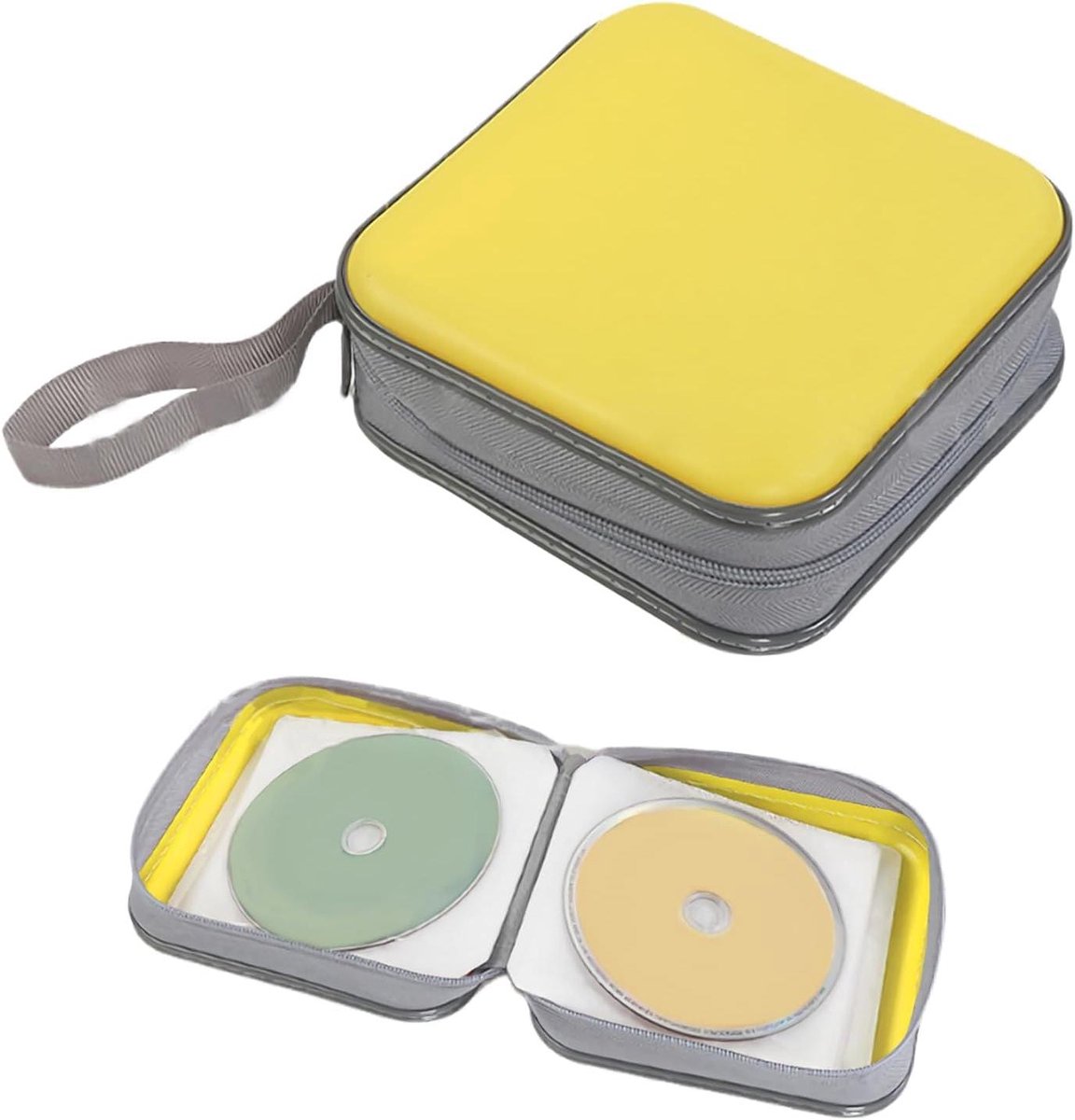 CD DVD Houder - Opbergdoos Disc - Media Organiseren - Grote Capaciteit - 48 Vakken - Geel