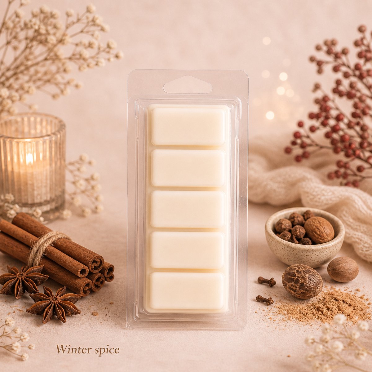 Waxmelts Winter Spice - Snapbar - 55 gram - Sojawas - Handmade - Dierproefvrij - Vegan - Huisparfum - Voor in geurbrander - Waxbrander - Geur in huis - Wax melt - Geurkaars - Parfum