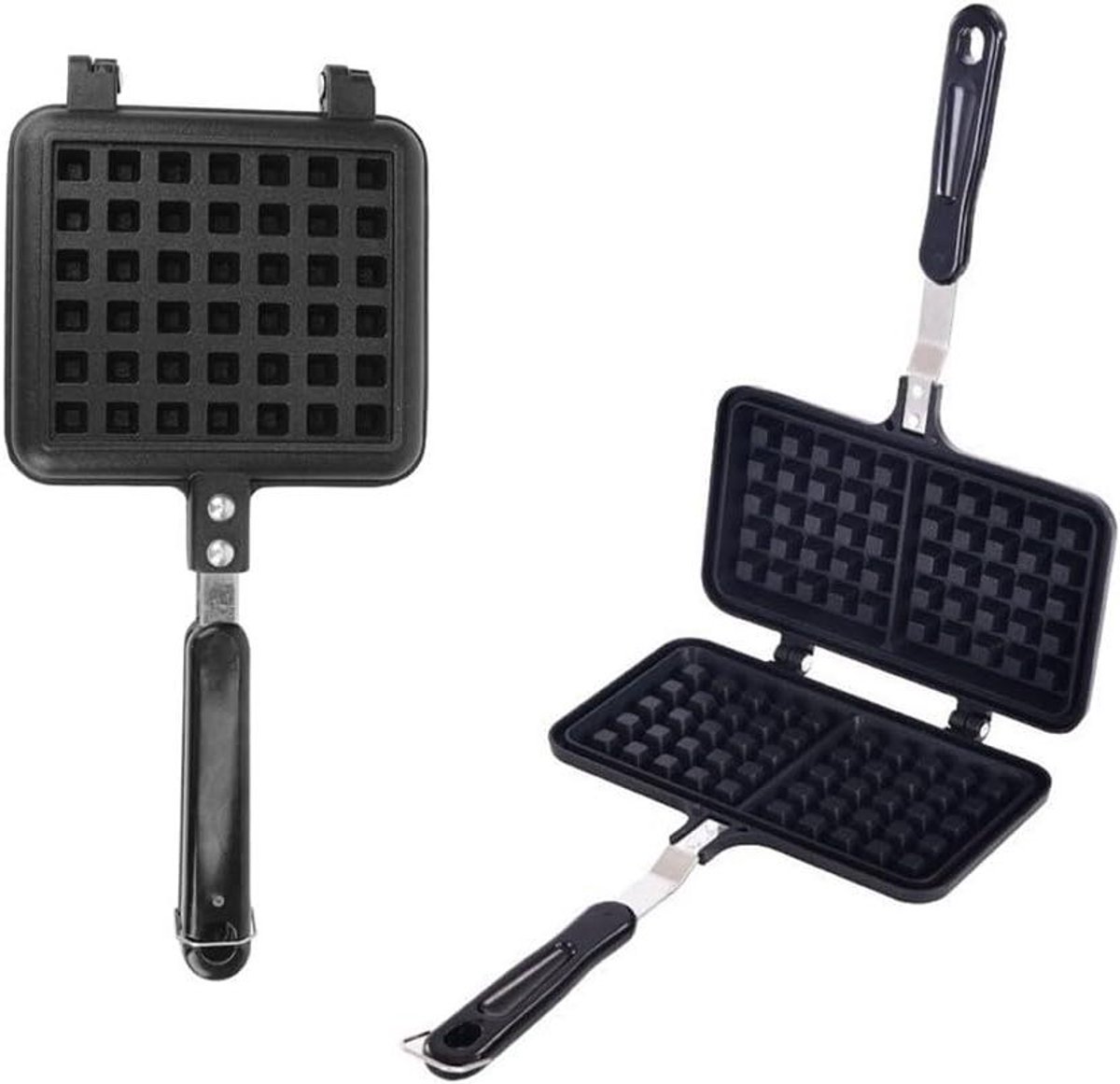 Wafelijzer - Wafelpan - Ontbijt Maken - Draaibaar Ontwerp - Compact Formaat - Zwart