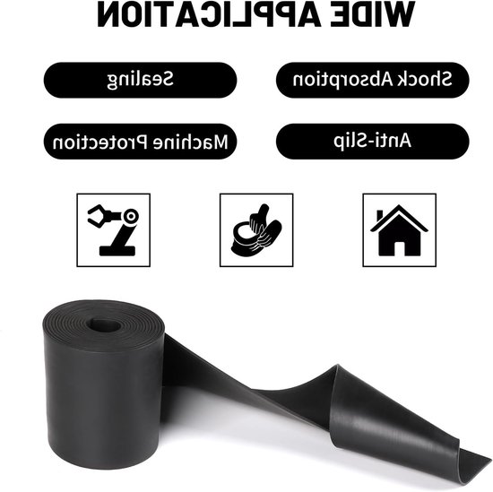 Rubber Strip en Neoprene Rubber Mat 100mm x 1.5mm x 3m - Duurzaam Rubberprofiel voor Onderlagen, Afsluitingen en Isolatie — afbeelding 5