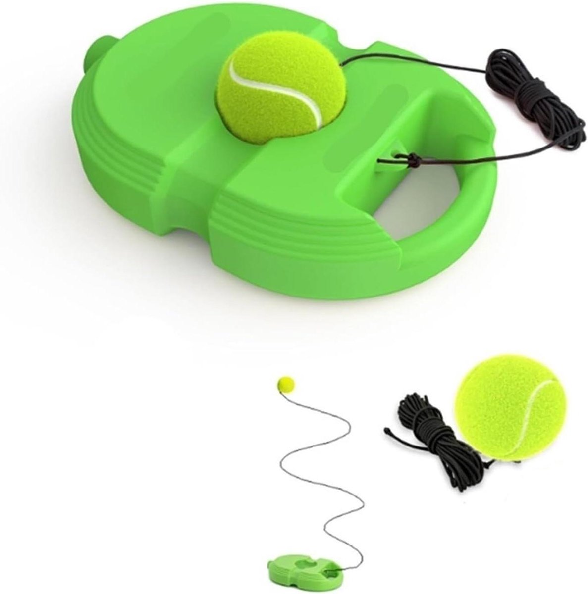 Tennistrainingsset - Rebounder Bal - Solo oefenen - Elastisch trainingskoord - 25 x 16 cm - Groen