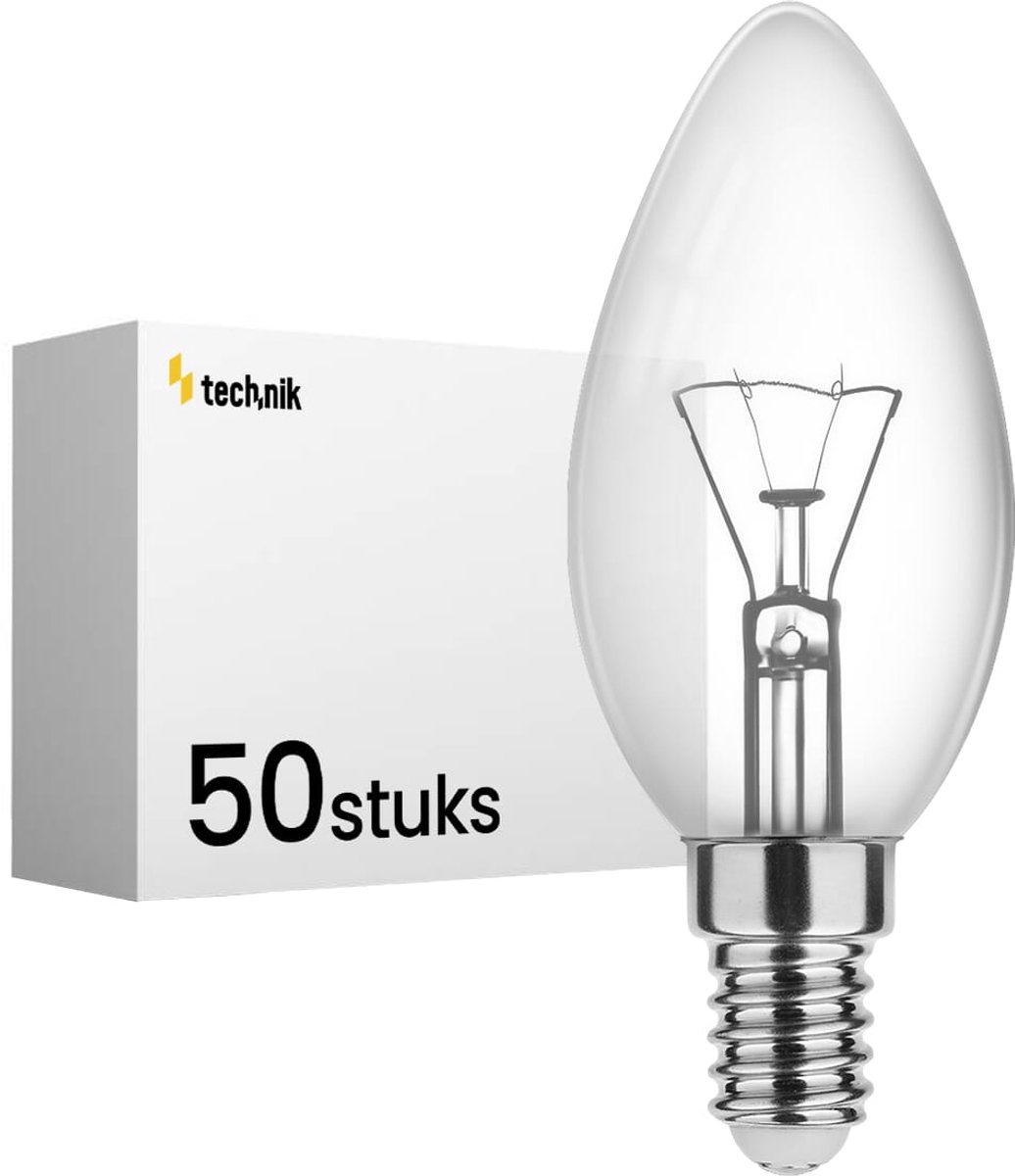 Technik E14 Gloeilamp 25W - 160lm - 2700K - Extra Warm Wit - Kaarslamp B35 - 50 stuks