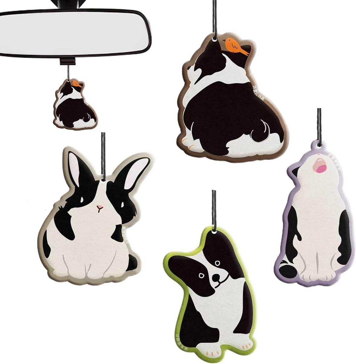 Auto Luchtverfrisser - Dier Vorm Hanger - Auto Interieur - Langdurige Geur - 4 Stuks - Multicolor