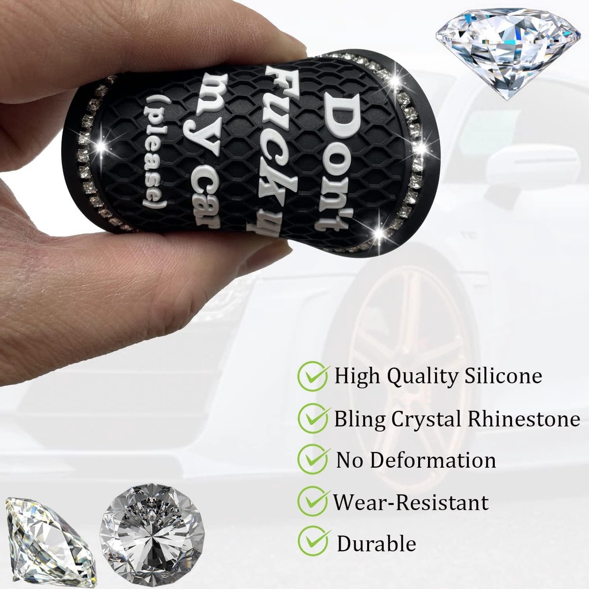 Auto Onderzetters - Bekerhouder Matten - Auto Interieur - Bling Strass Design - 4 stuks - Zwart