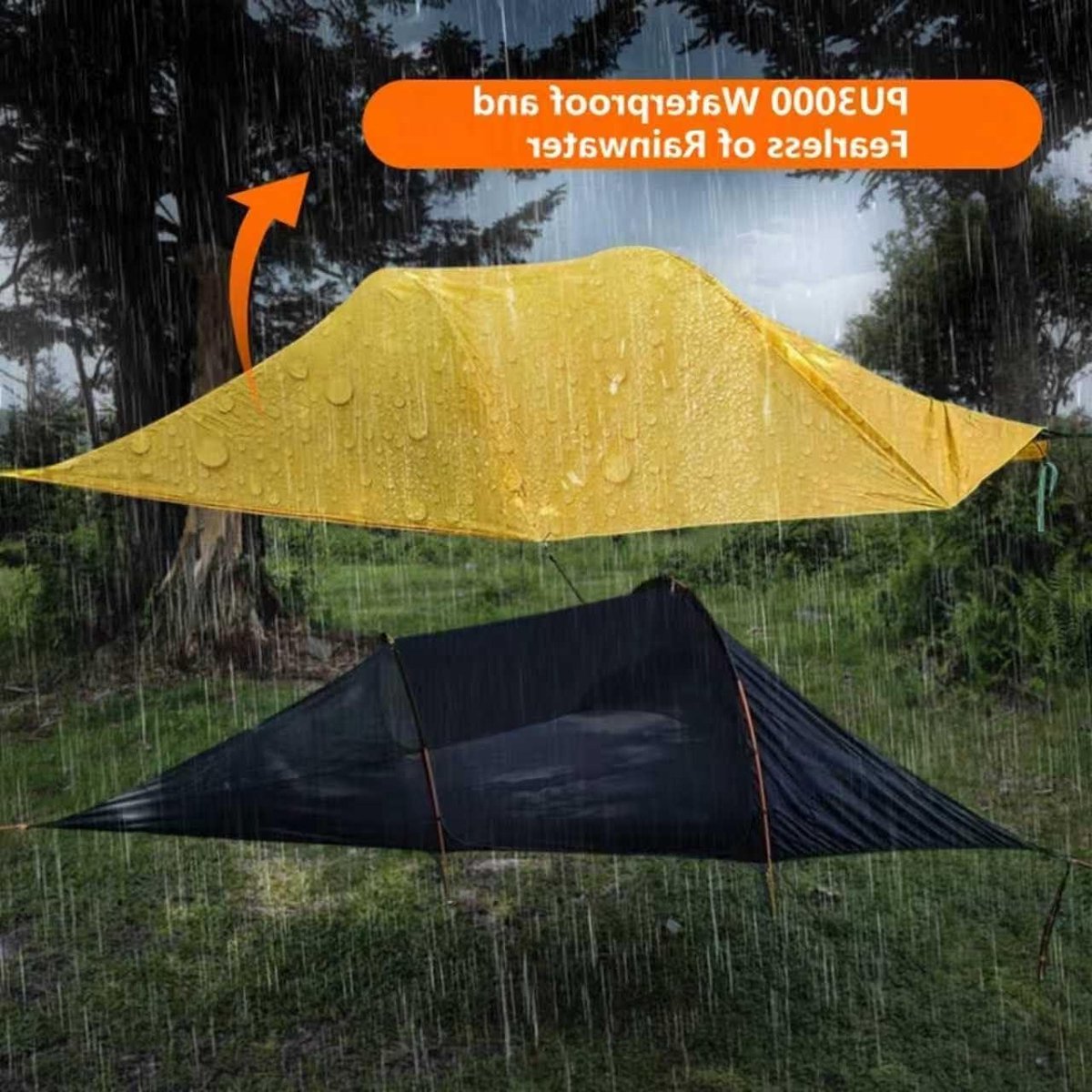 Kampeerhangmat - Draagbare tent - Buiten avontuur - Driehoekige structuur - 300 cm hoog - Militair Groen