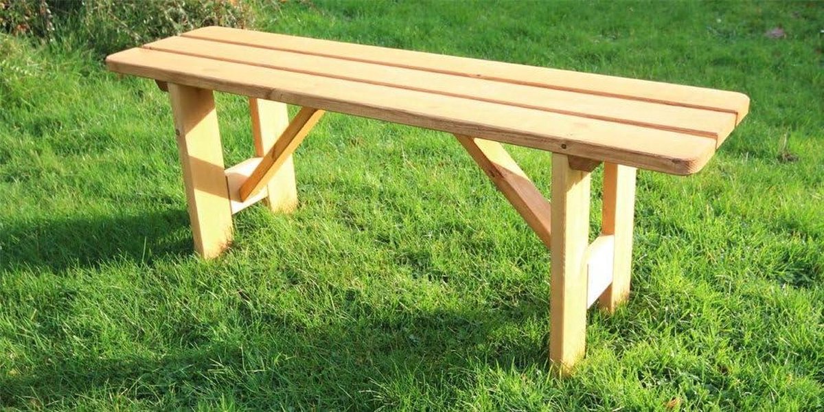 Houten Tuinbank - Parkbank Stevig - Buiten Zitten - Weerbestendig - 119 cm Breed - Teak Bruin