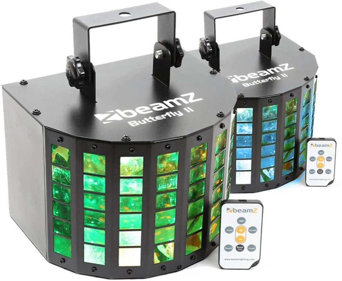BeamZ set van 2 Butterfly II LED mini Derby discolampen met afstandsbediening