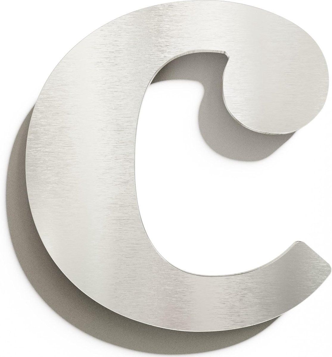 Huisnummer C - Modern huisnummer - Buitenbelettering - Roestvrij staal - 140mm hoog - Geborsteld