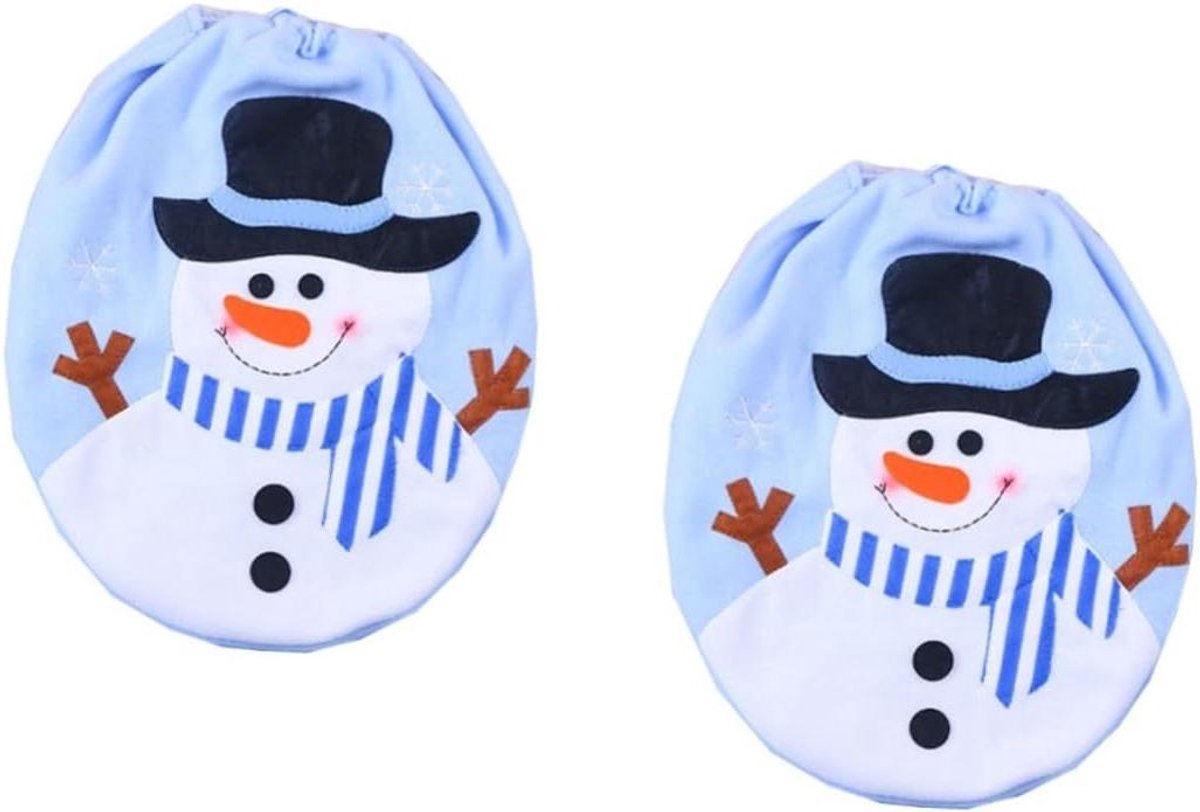 Toiletdeksel Hoezen - Pluizige Toilethoes - Kerst Decoratie - Feestelijke Sfeer - 2 Stuks - Lichtblauw