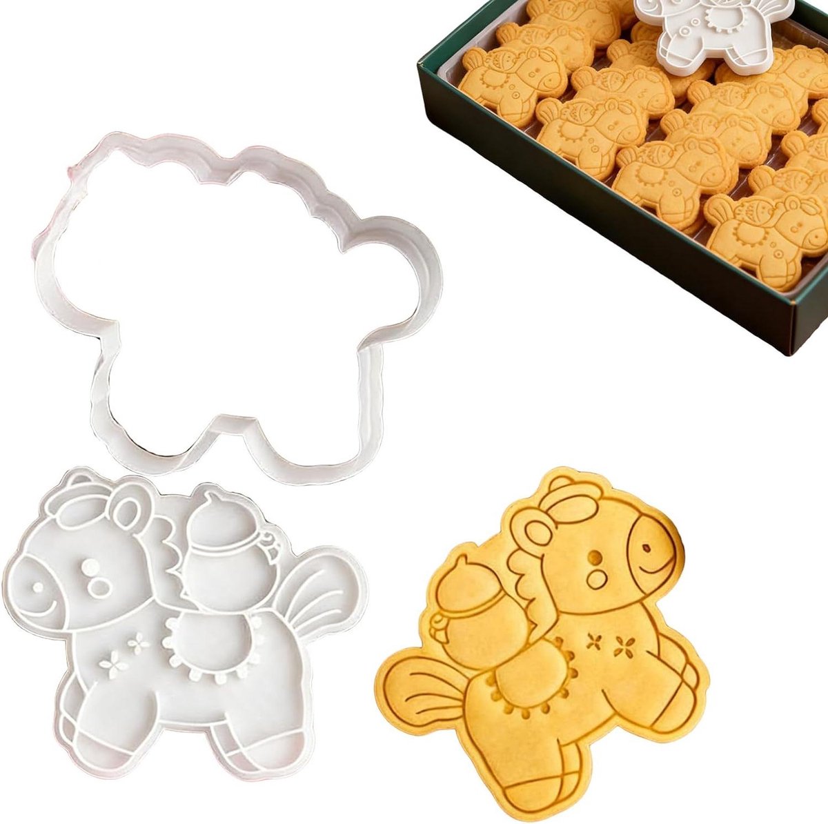 Koekjesvorm - Paardvorm - Feestelijk Bakken - Makkelijk Loslatend - 9.4x8x1.4cm - Kalebas