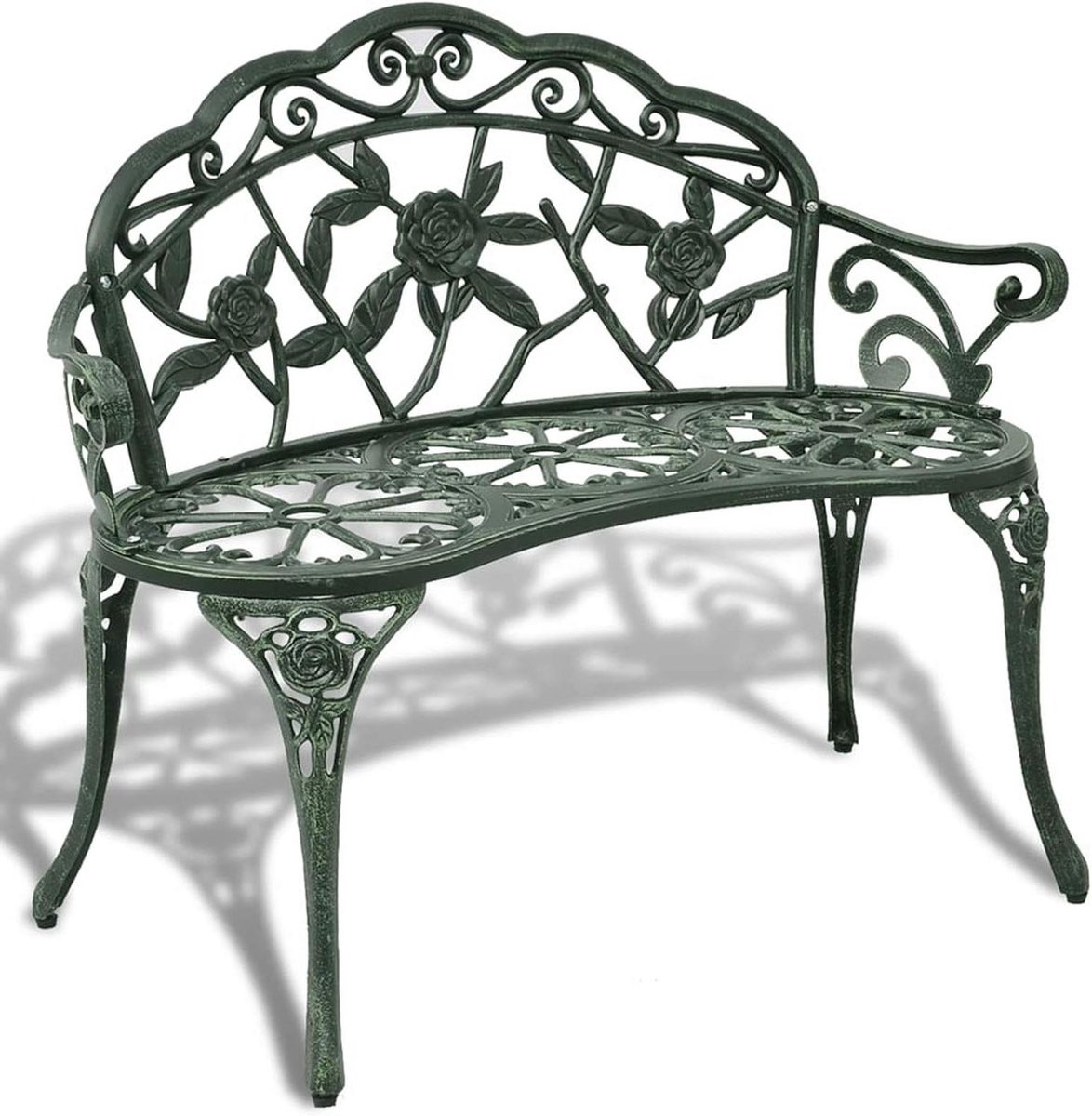 Tuinbank - Loungebank Buiten - Ontspannen Zomeravonden - Gietaluminium Decoratie - 100 cm Breed - Groen Wit