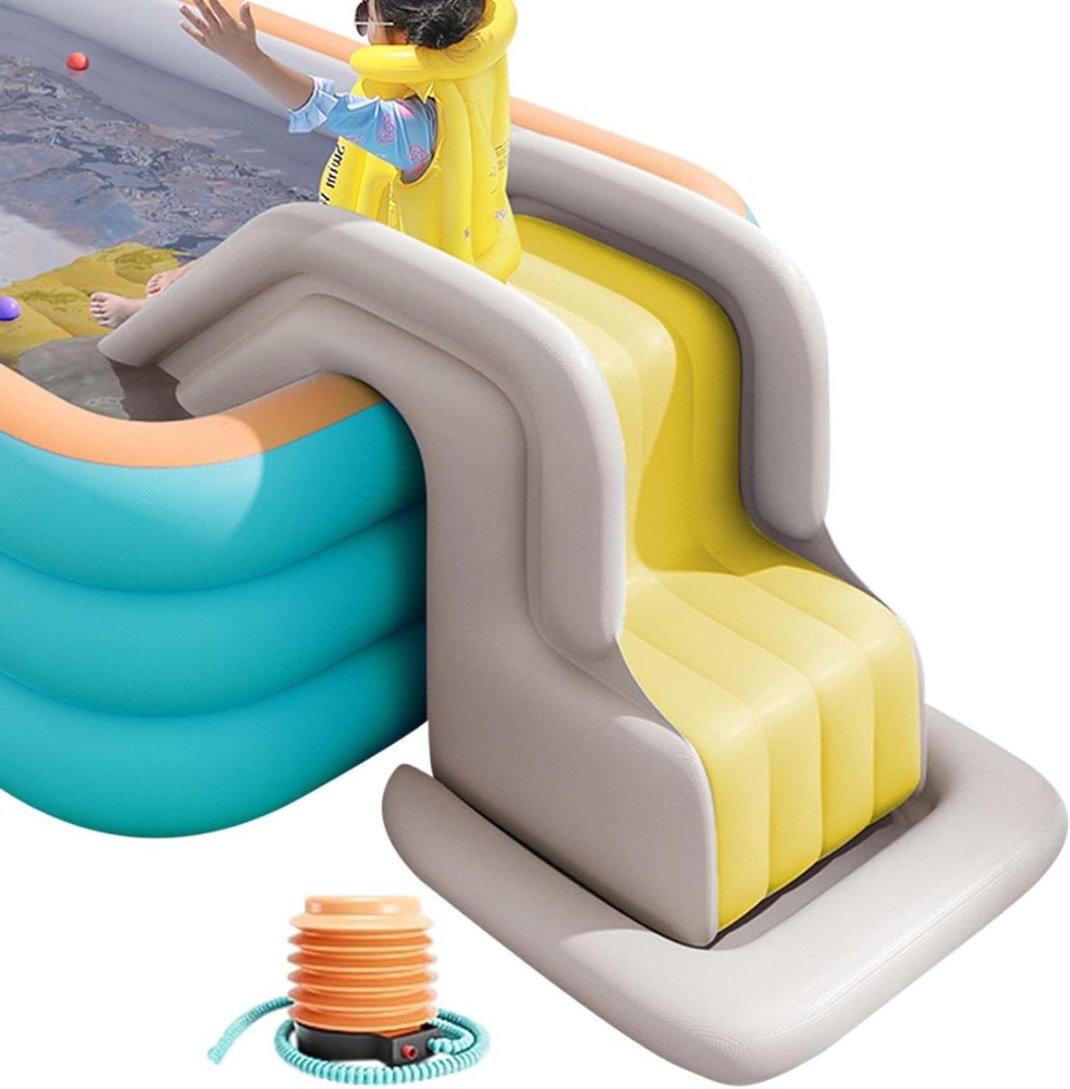 Opblaasbare Glijbaan - Waterpret - Zwemmen - Stabiele Basis - 200 x 85 cm - Geel
