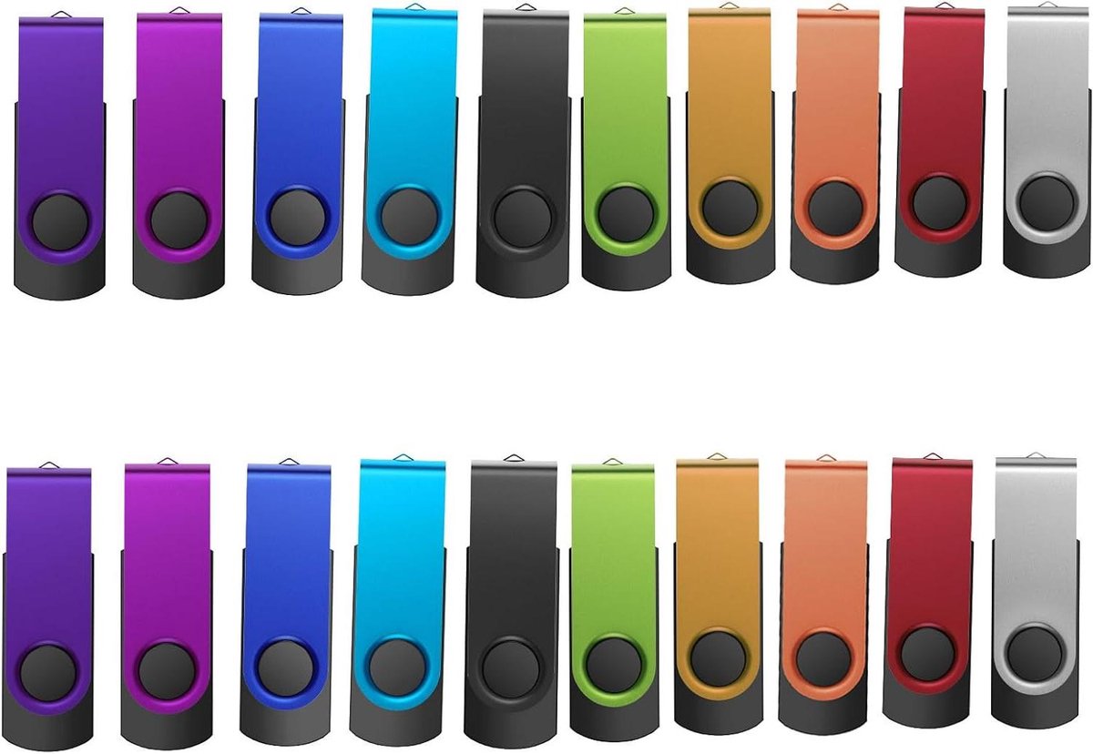 USB-sticks - Flash drives - Bestanden Opslaan - Draaibaar metaal - 20 stuks - Multicolor