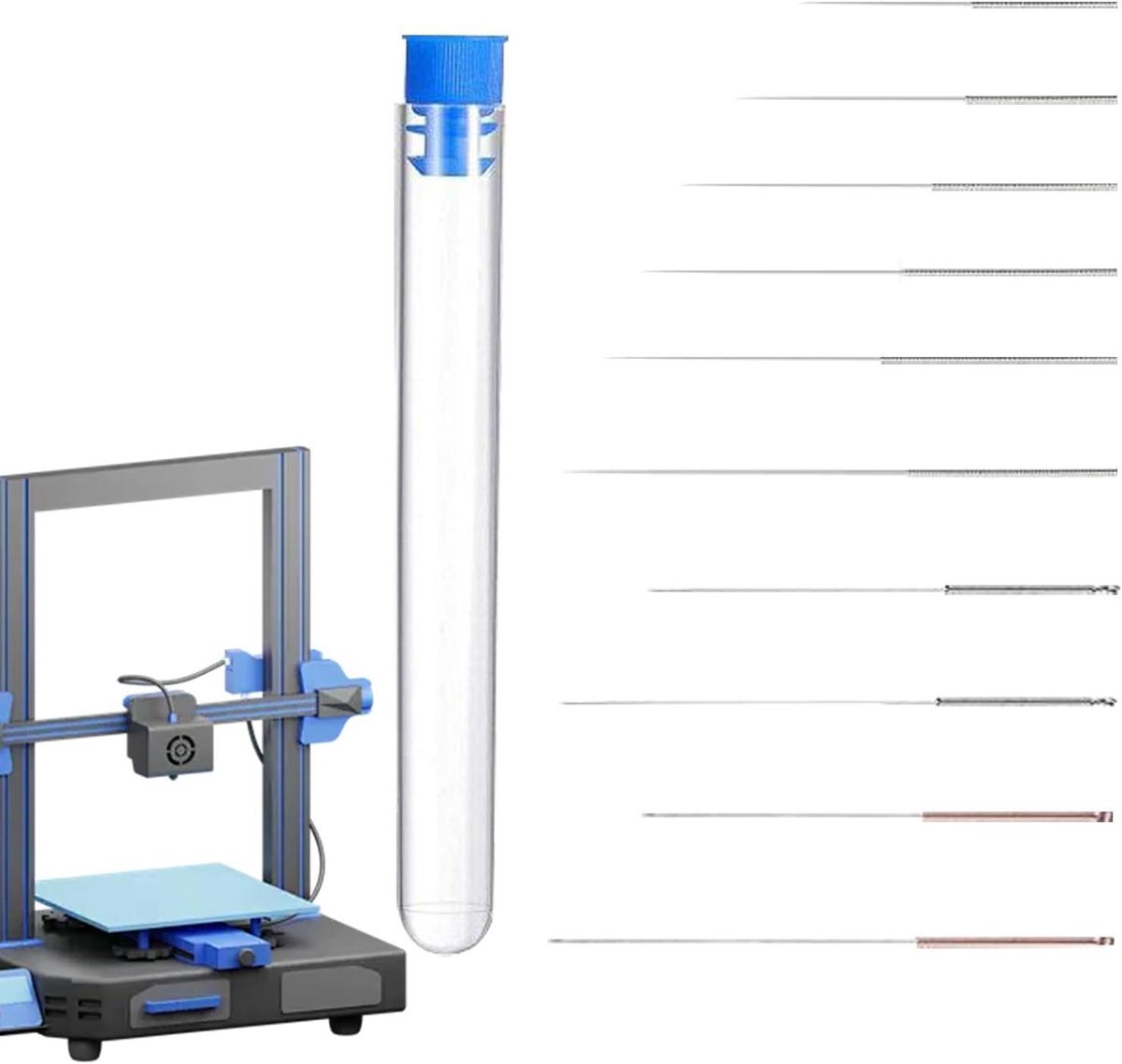 Reinigingsset 3D-printers - Mondstuk accessoires - Verstoppingen verwijderen - Roestvrij staal - 10 stuks - Zilver