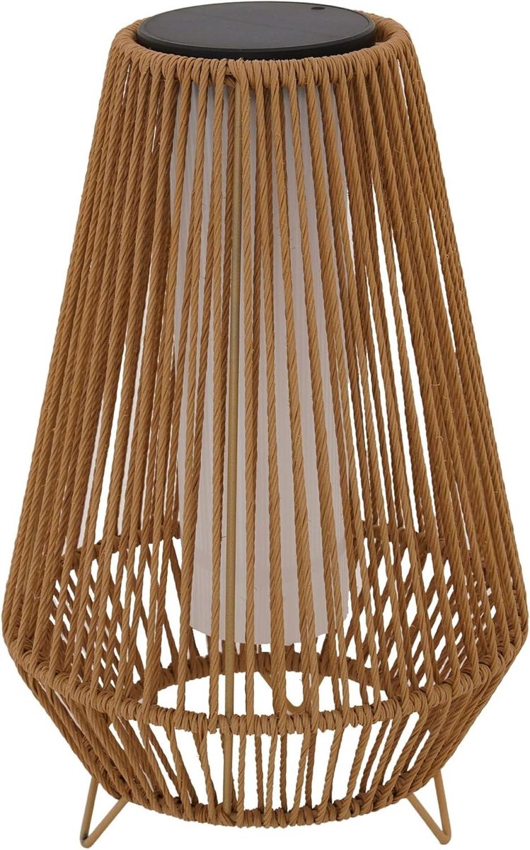 Zonne Lantaarn - Buitenlamp Rotan - Terras Verlichten - Drie Lichtstanden - 47 cm Hoog - Z