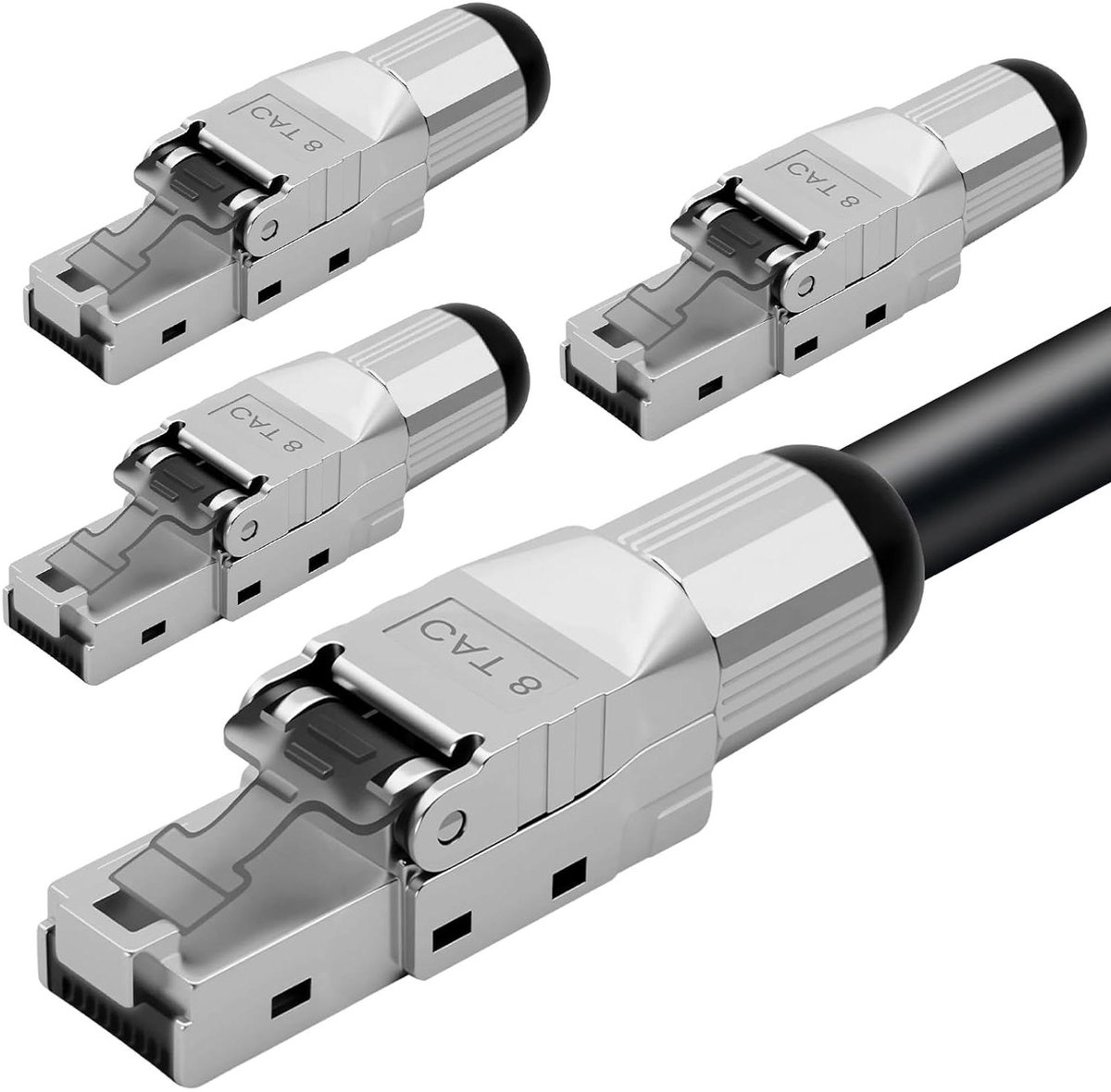 Netwerk Plug - RJ45 Connector - Kabel Installatie - Gereedschapsloos Monteren - 4 Stuks - Metaal
