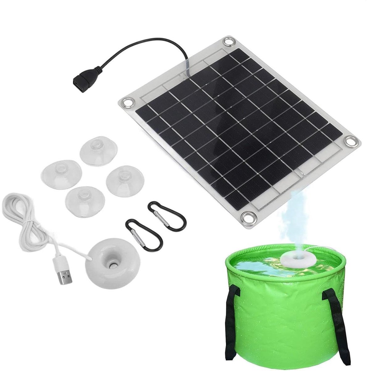 Zonne Luchtbevochtiger - Water Mister - Buitenruimte Koelen - Energiezuinig Dubbelzijdig Paneel - 21.5x17.5cm - Zwart