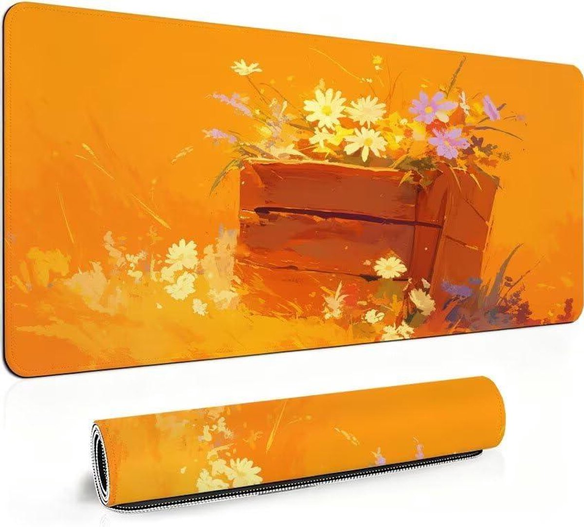 XXL Muismat - Bureau Onderlegger - Precisie Gaming - Antislip Basis - 1400 x 600 mm - Abstract Bloem