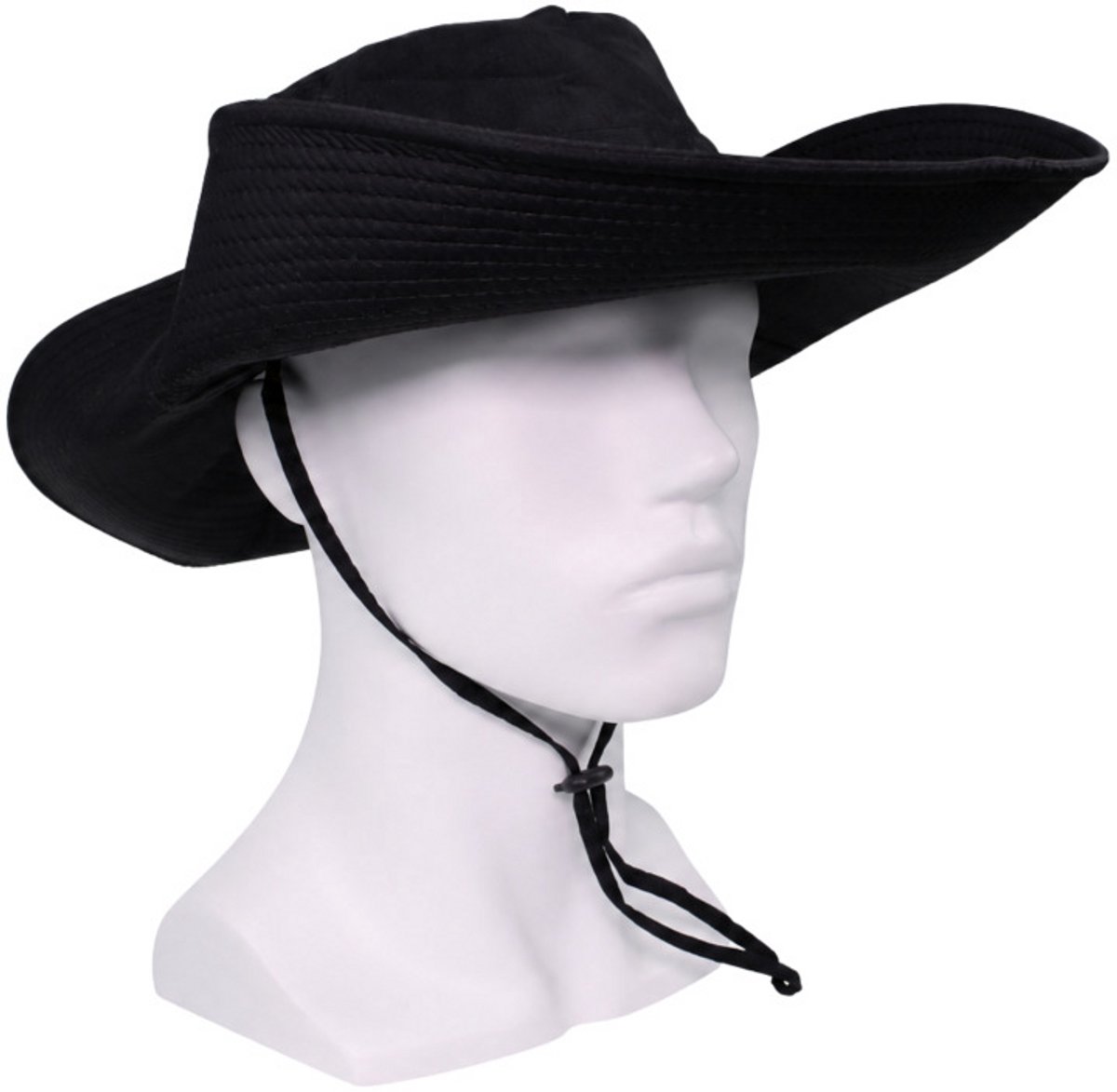 Safari Hoed - Zonnehoed - Boonie - Bucket Hat - Maat 56/58 - Zwart - Kinband - UV-Beschermend, Ademend & Lichtgewicht - Opvouwbare Outdoor Hoed - Inklapbaar met Drukkers