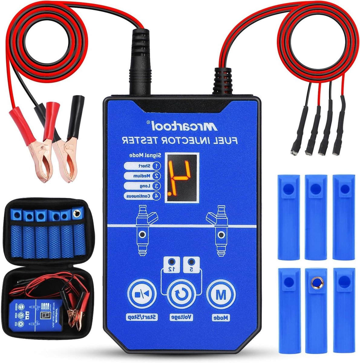 Brandstofinjector Reiniger - Tester Tool - Motor Onderhoud - 8 Pulsmodi LCD - 6 Adapters - Blauw