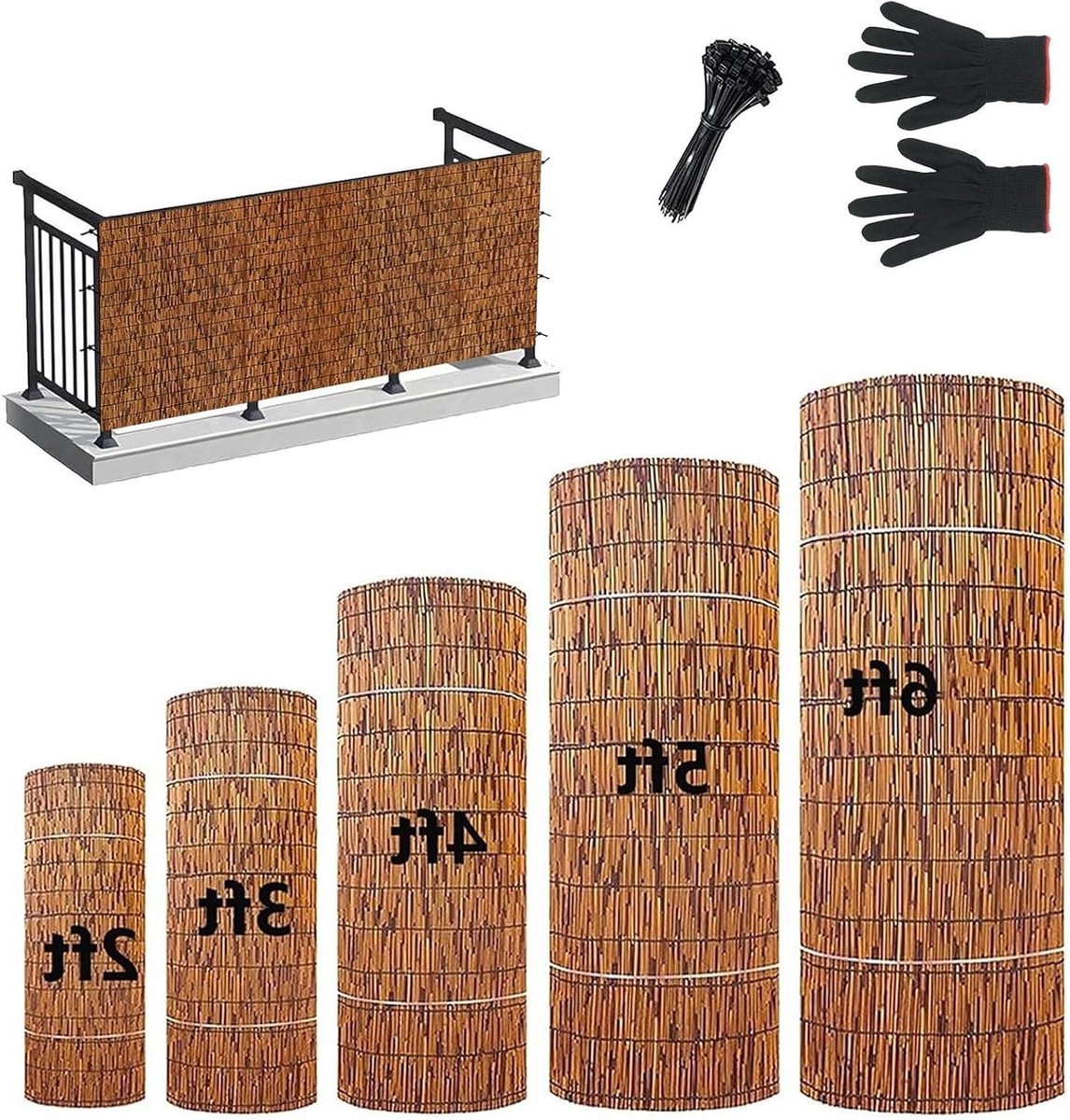 Natuurlijke Rietmat - Privacy Scherm - Buiten Leven - Eenvoudige Installatie - 130x1000cm - Bruin